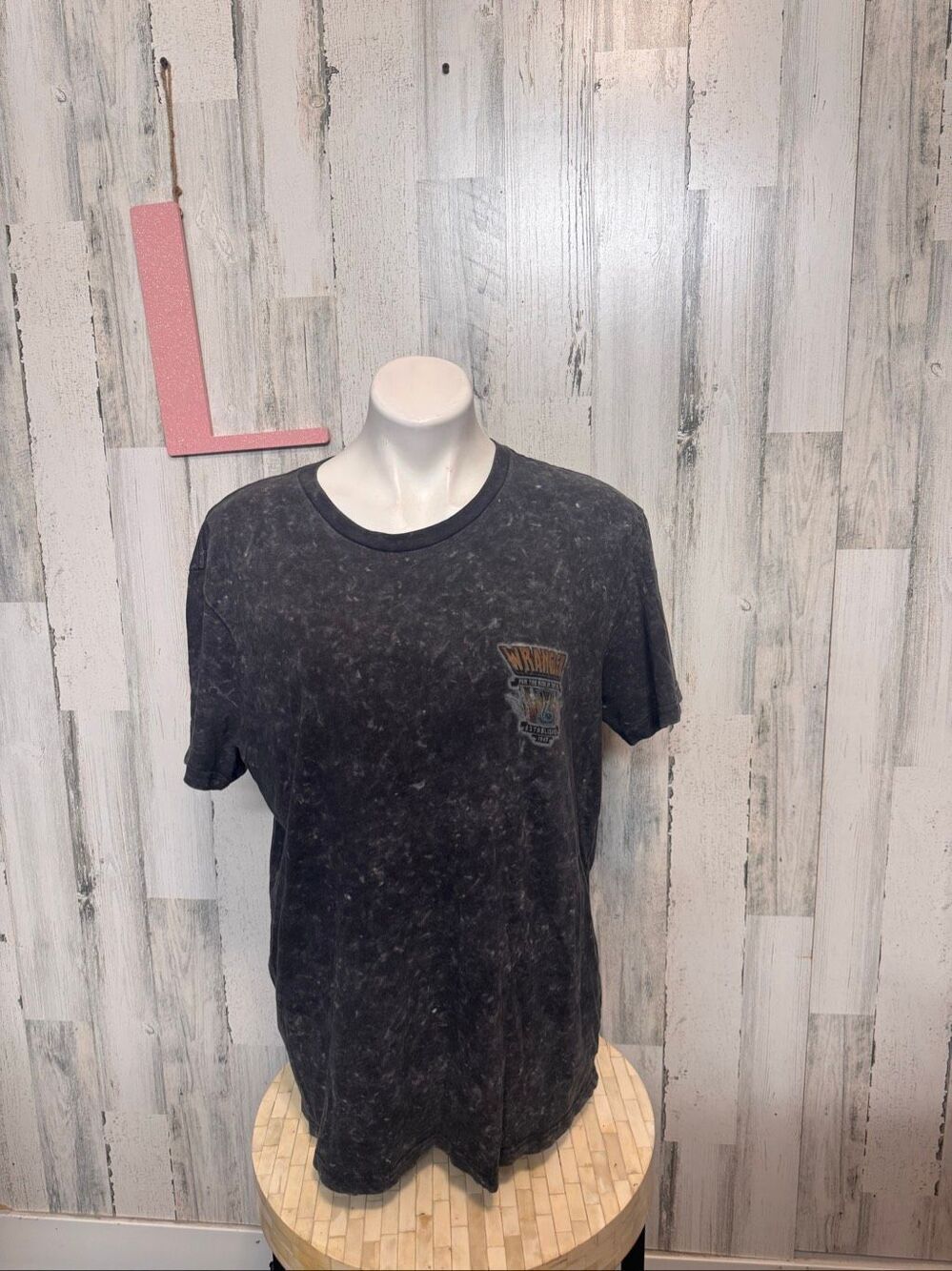 Wrangler Mineral Wash Cobra Graphic T-Shirt Mens L Charcoal Black Vintage Ride